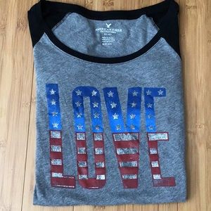 American Eagle Long Sleeve “LOVE” Tee Size S